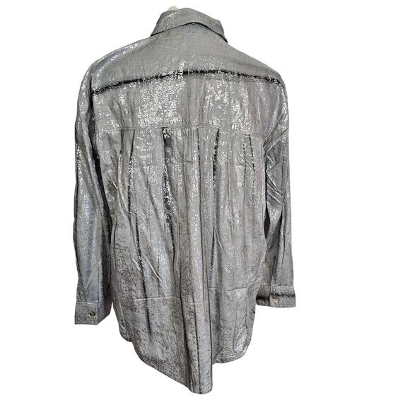 Pilcro by Anthropologie Foil Shine Button Down Shirt NWT - Picture 9 of 15